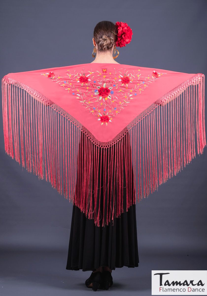 Mantoncillo Florencia - Bordado multicolor Coral