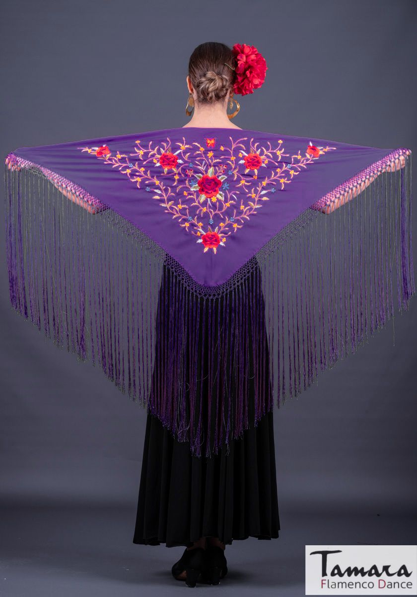Mantoncillo Florencia - Bordado multicolor Morado