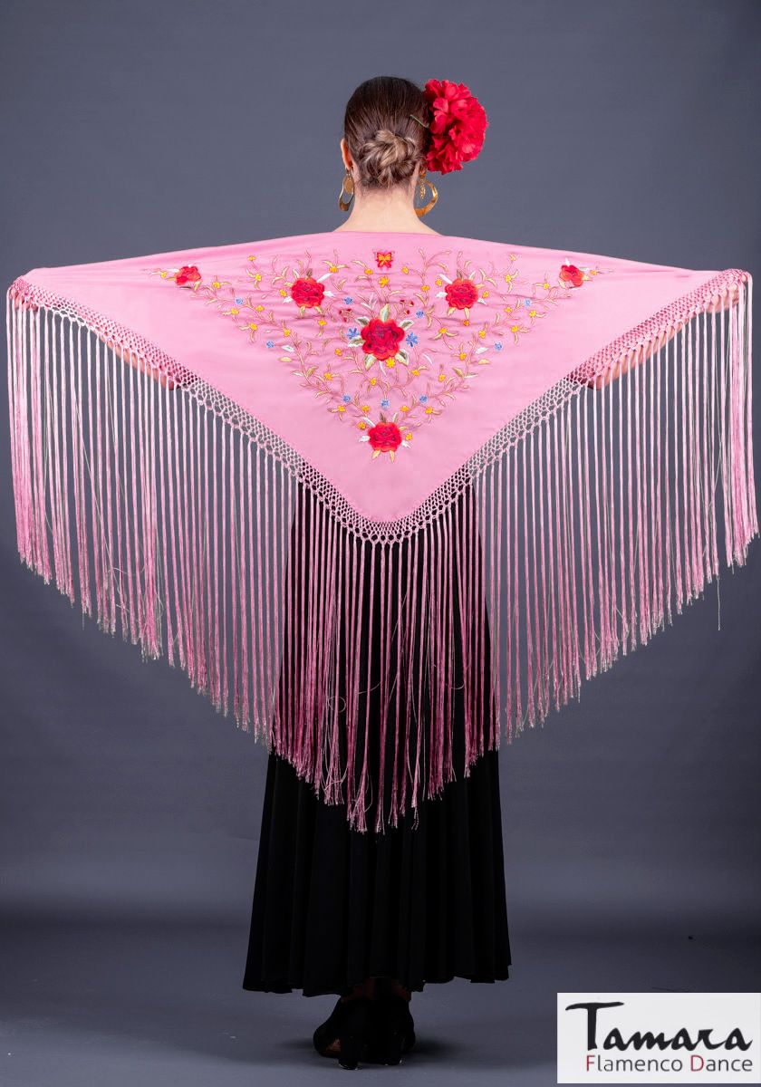 Mantoncillo Florencia - Bordado multicolor Rosa