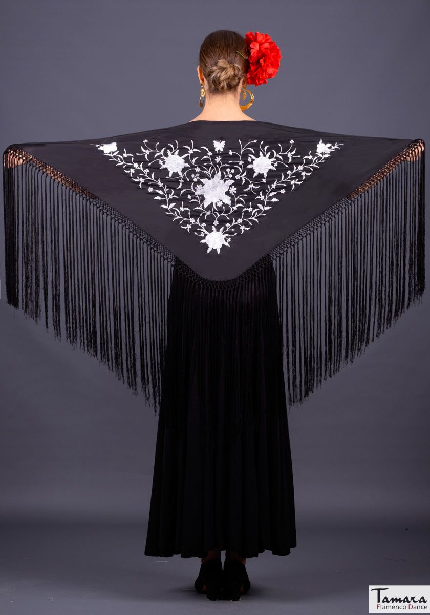 Mantoncillo Florencia - Bordado Blanco Negro