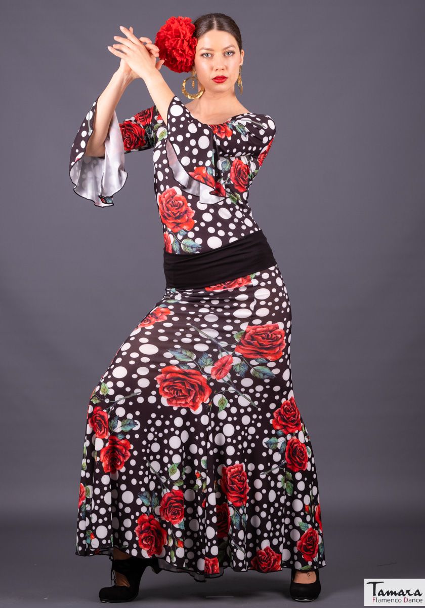 Falda flamenco Cante - Punto Elastico Rosa Lunar Grande XL