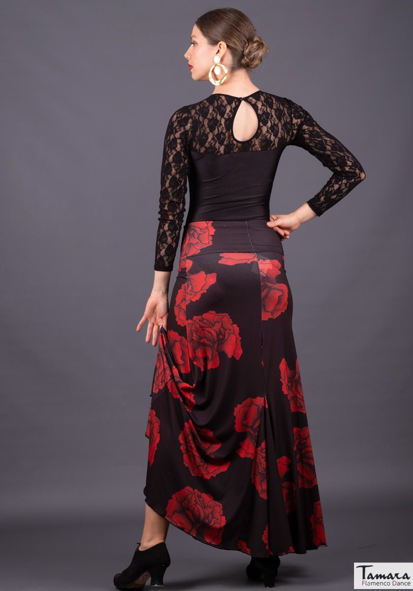 Falda flamenco Tablao - Punto elástico Claveles