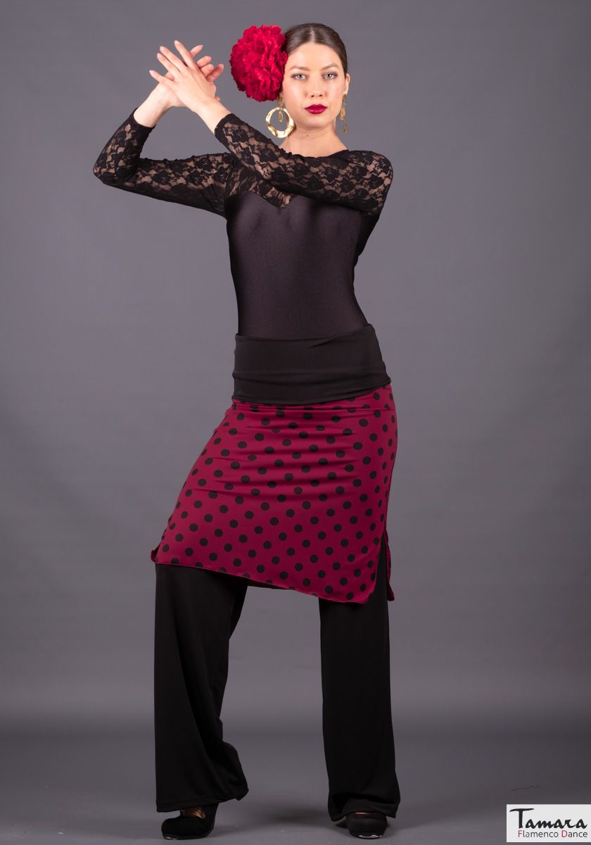Falda flamenco Falda-Pantalon Niebla - Punto elástico Burdeos