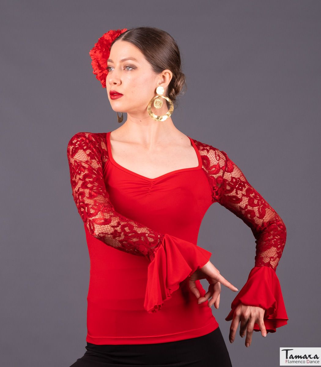 Camiseta Málaga - Punto elástico liso y encaje