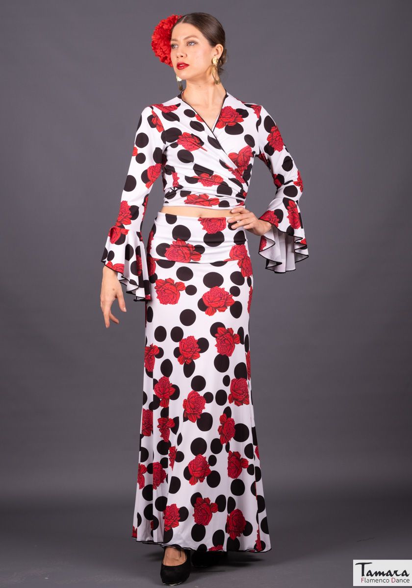 Falda flamenco Tablao - Punto elástico Rosas