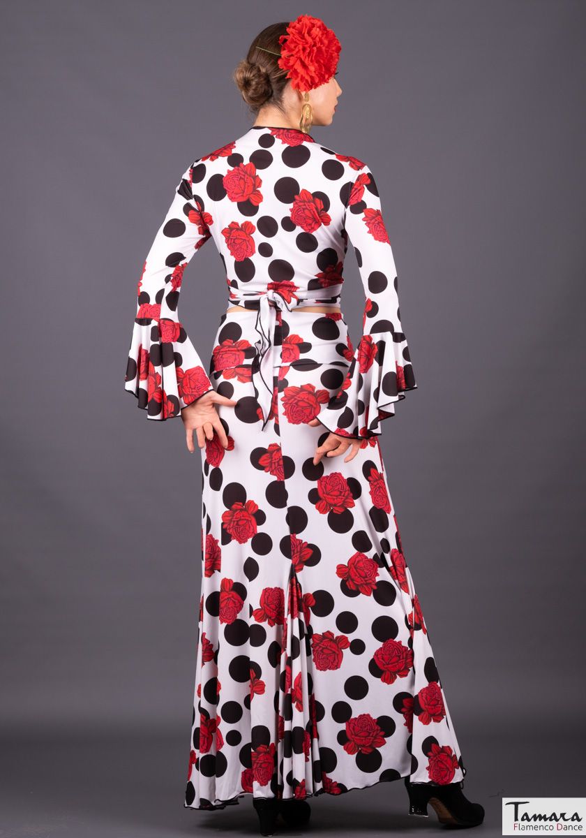 Falda flamenco Tablao - Punto elástico Rosas