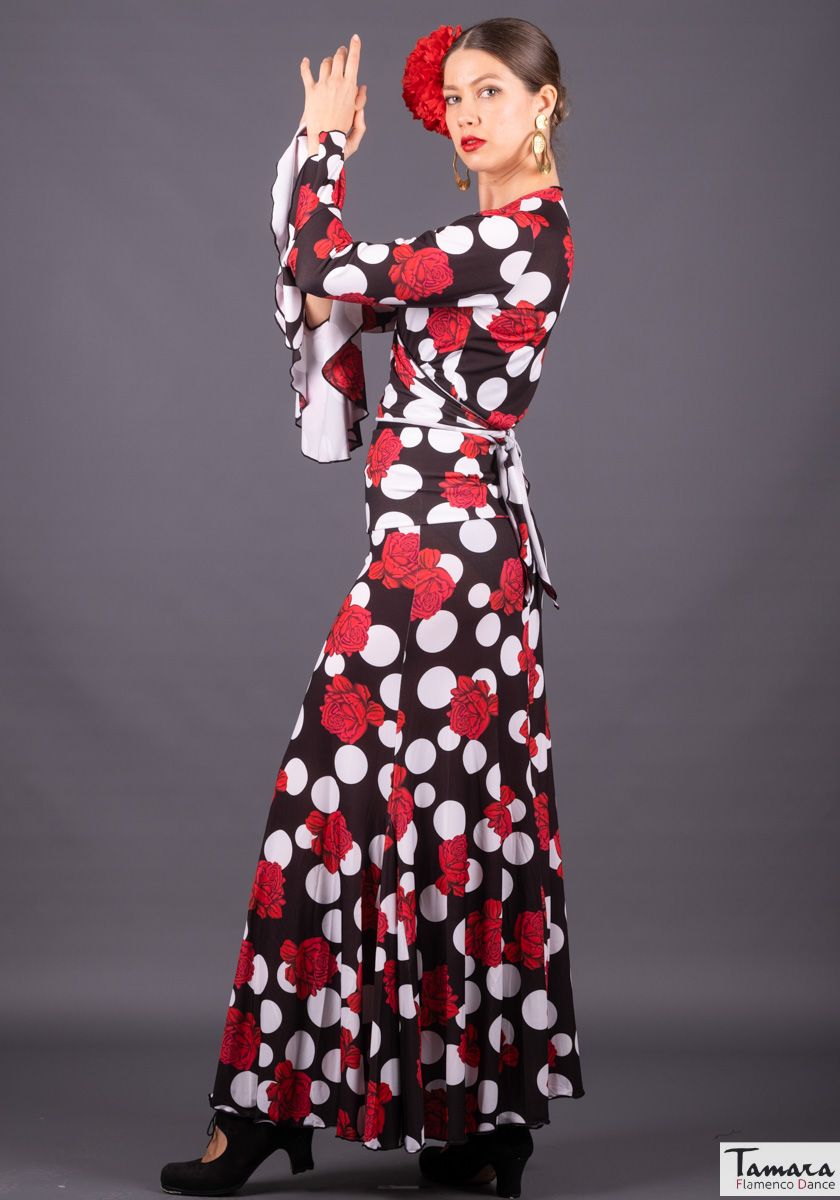Falda flamenco Tablao - Punto elástico Rosas