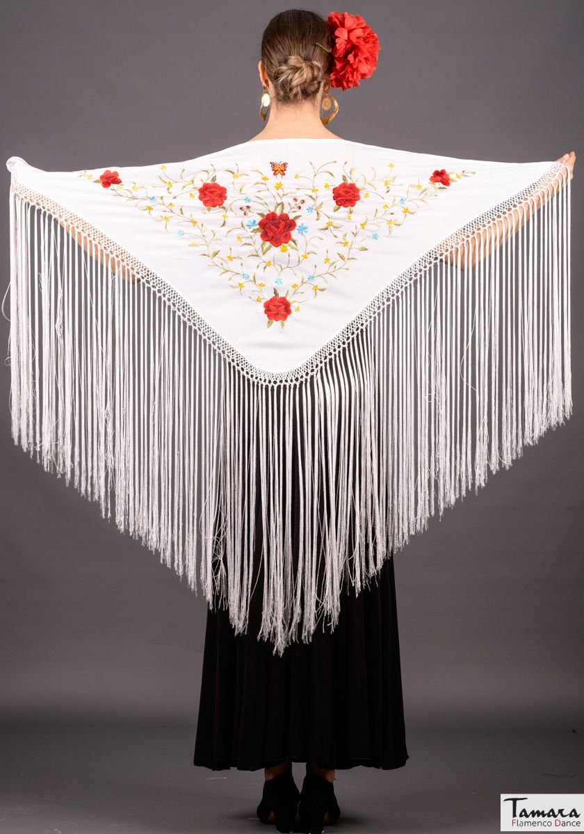 Mantoncillo Florencia - Bordado multicolor Marfil