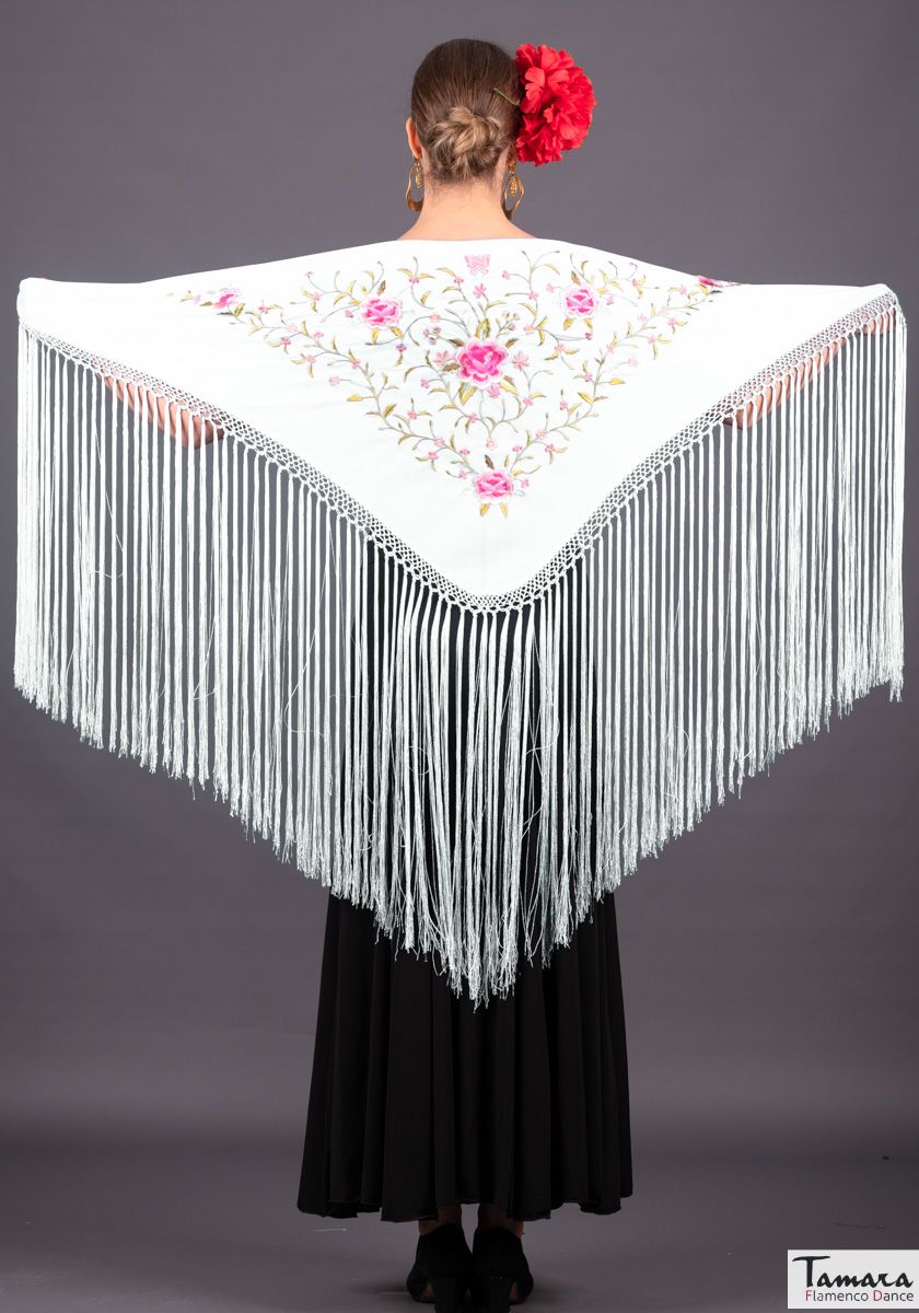 Mantoncillo Florencia - Bordado Rosa-Fuxia Blanco