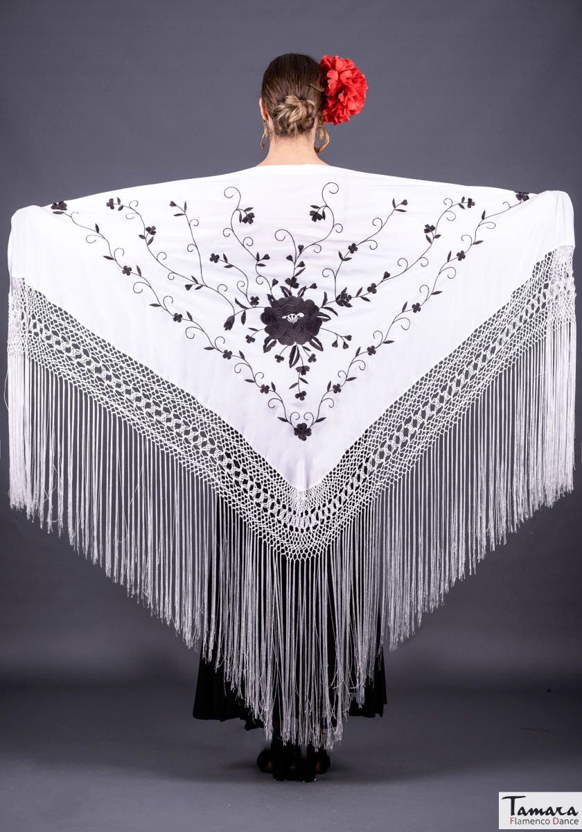 Manton Roma - Bordado Negro Blanco