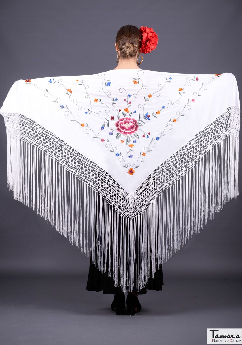 Manton Roma - Bordado tonos Rosa/Burdeos Verde Agua