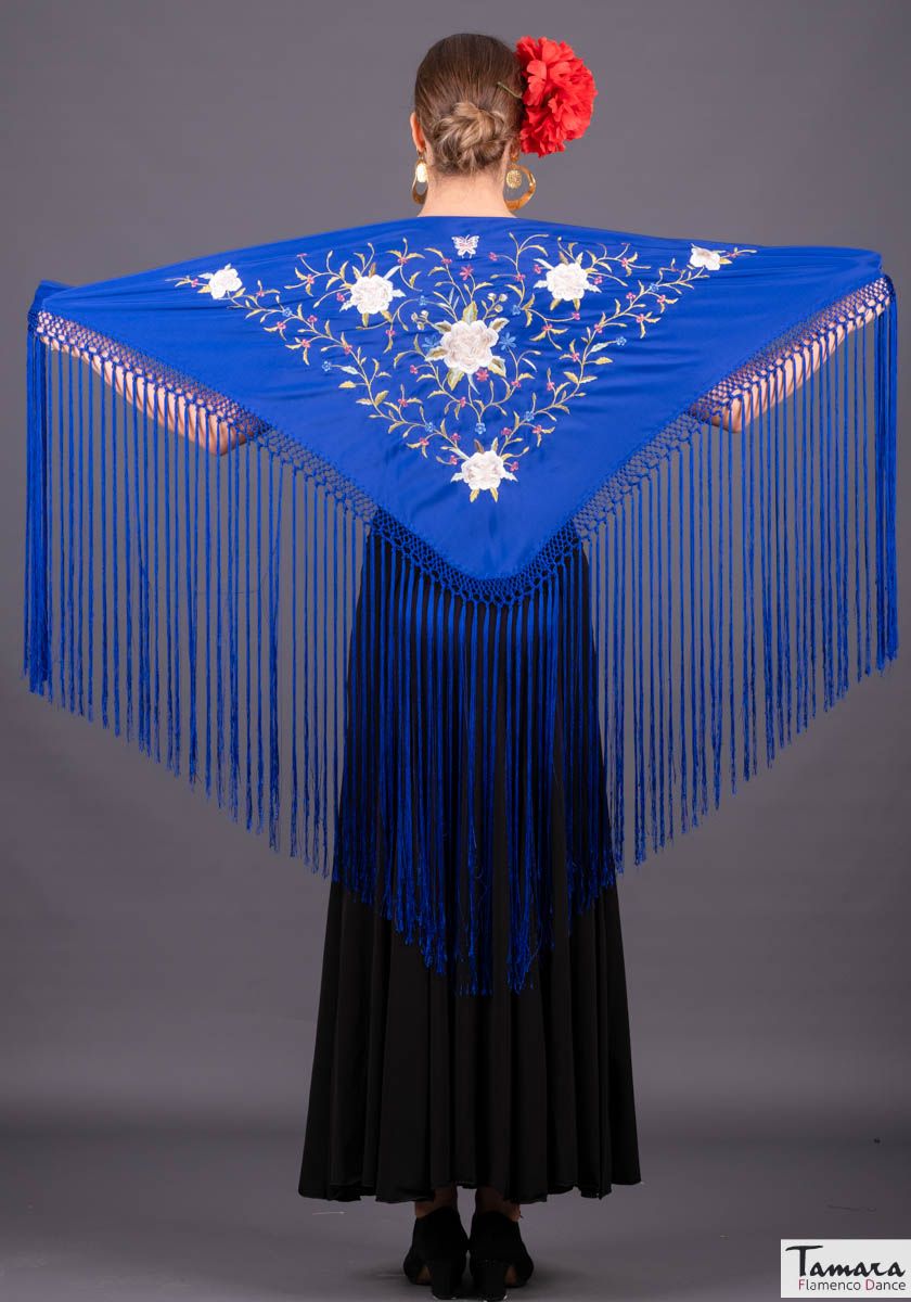 Mantoncillo Florencia - Bordado tonos Tierra Azulina