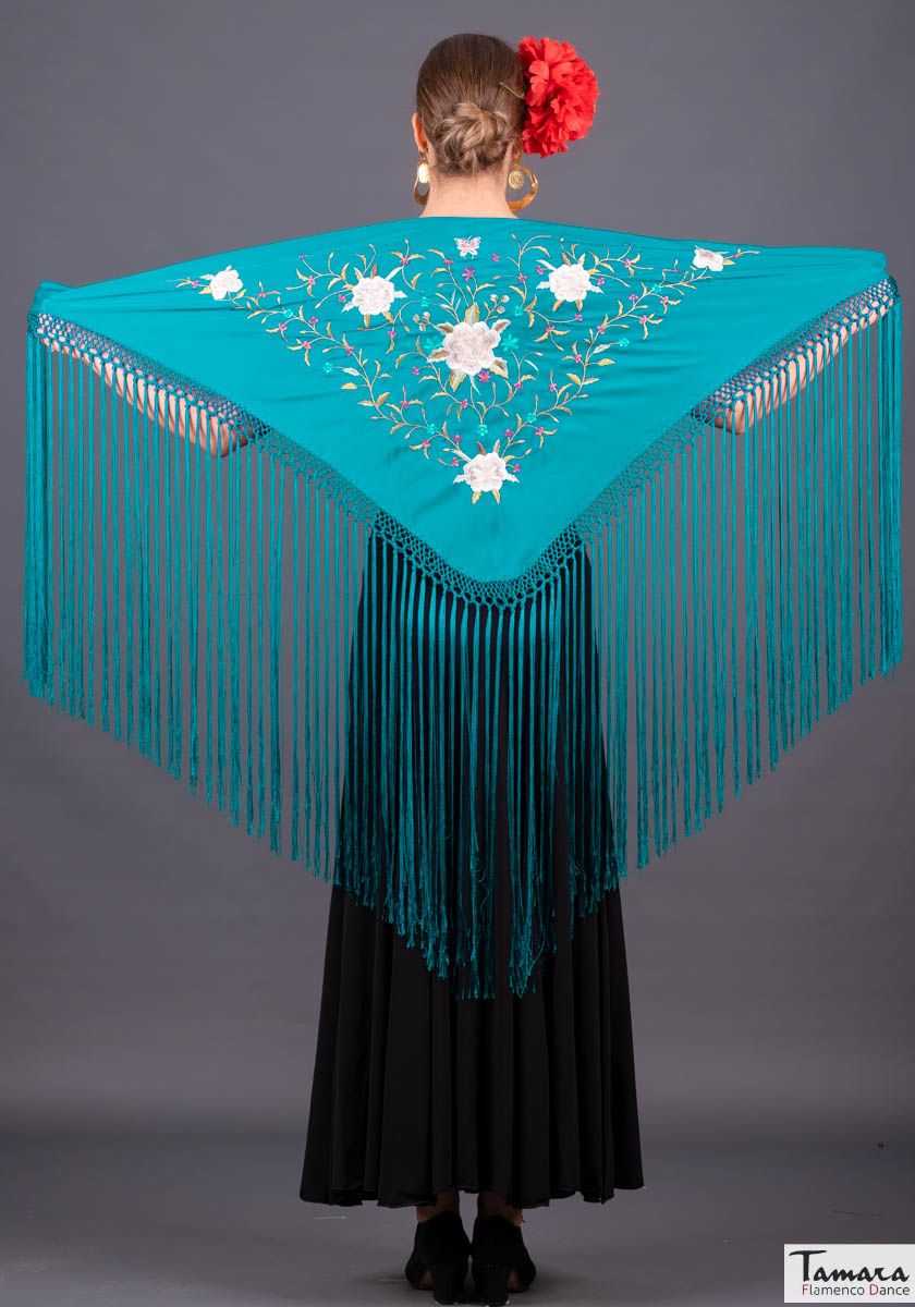 Mantoncillo Florencia - Bordado tonos Tierra Agua Marina