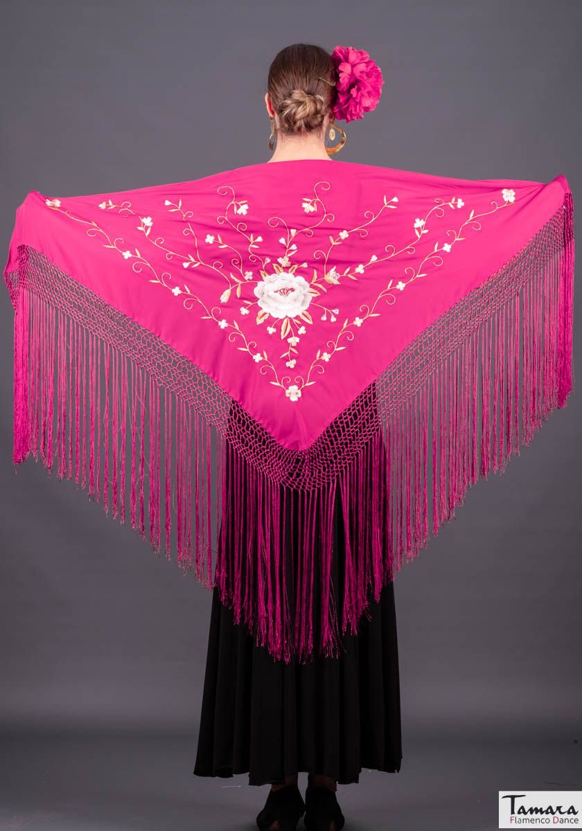 Manton Roma - Bordado Tierra y oro Fuxia