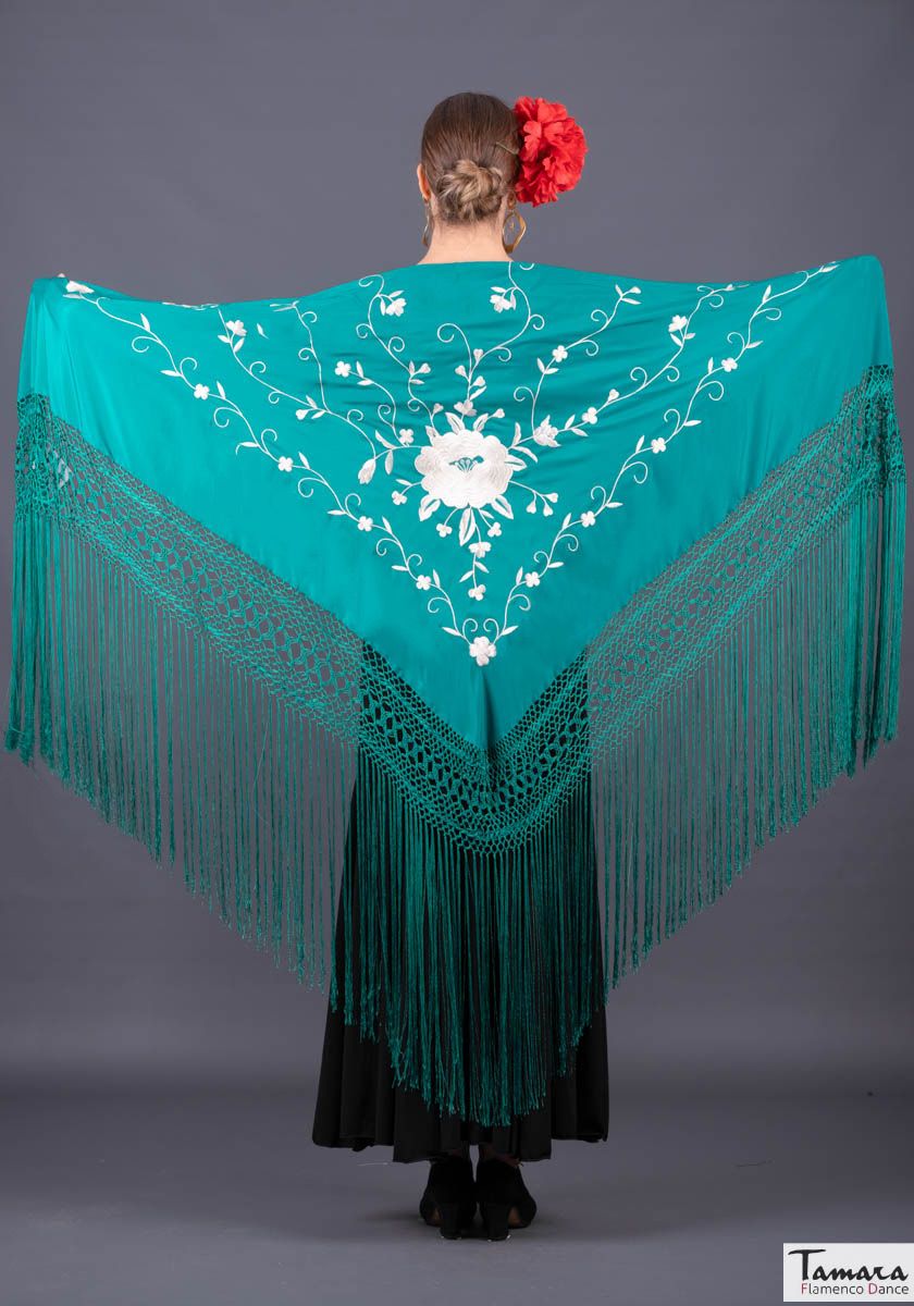 Manton Roma - Bordado Blanco Agua Marina