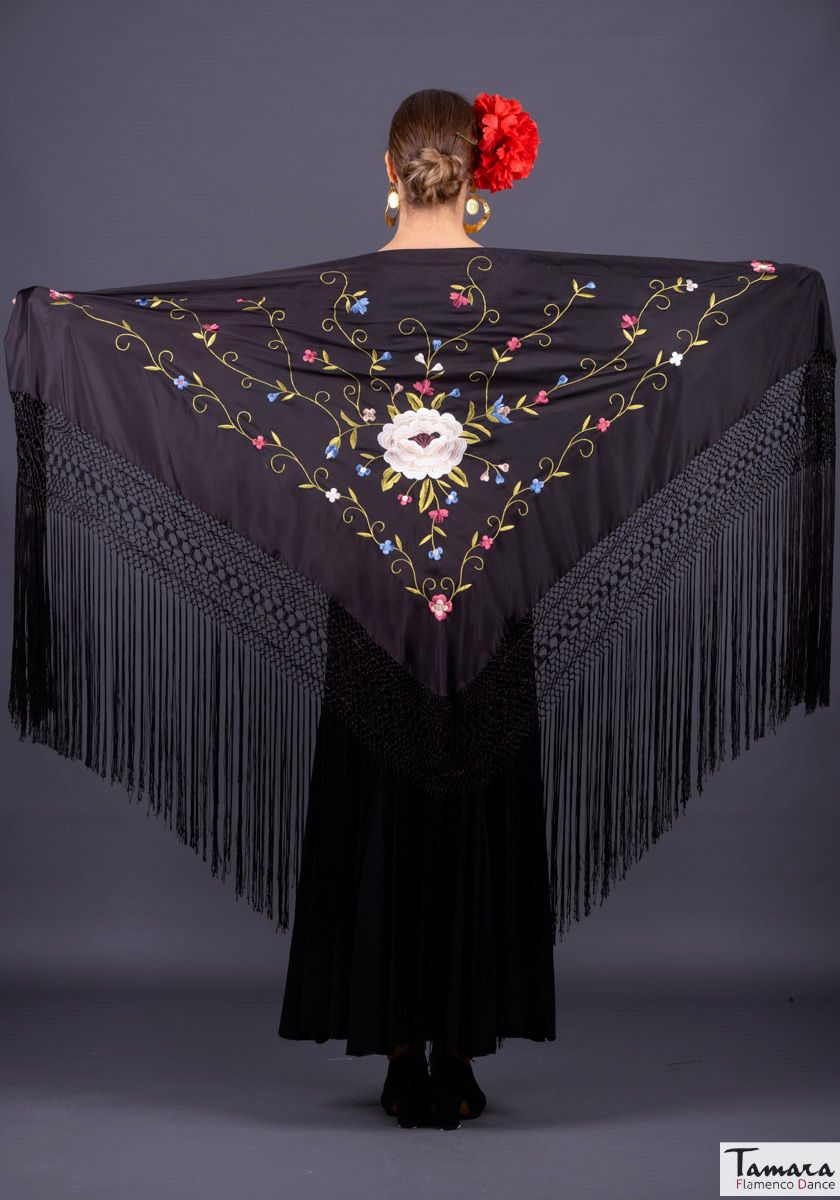 Manton Roma - Bordado tonos tierra Verde Agua