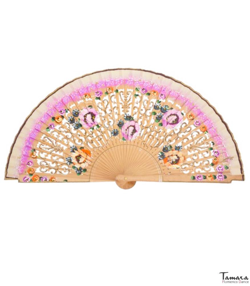 Abanico español pintado (23 cm) - Flores Claro