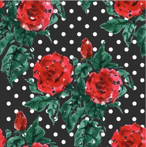 Falda flamenco Pampaneira - Punto Elastico Negro lunar blanco rosas