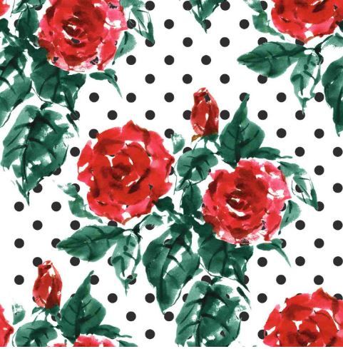 Falda flamenco Pampaneira - Punto Elastico Blanco lunar negro rosas