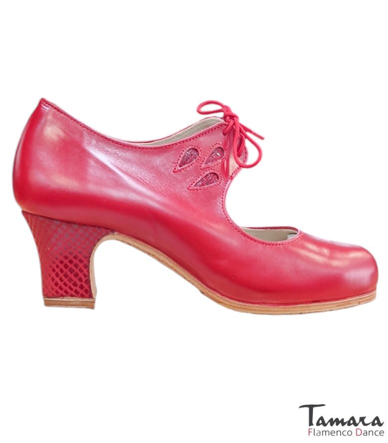 Zapatos de flamenco Fandango Rojo Piel y Serpiente