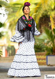Traje de flamenca Garlochi Blanco con lunares negros