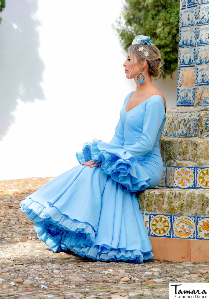 Traje de flamenca Lirio celeste