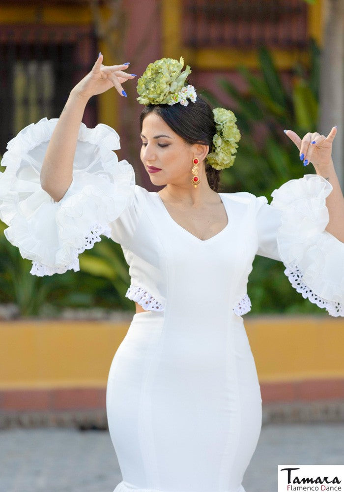 Traje de flamenca Almeria Blanco