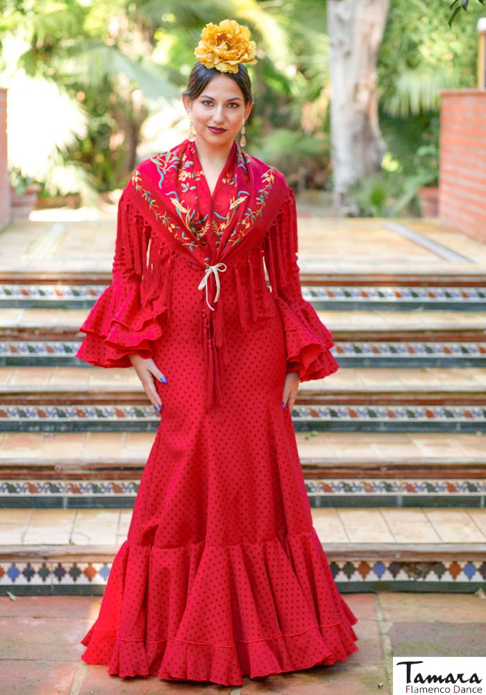 Traje de flamenca Lirio Rojo