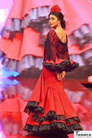Traje de flamenca Piconera Rojo lunares negros Talla 48