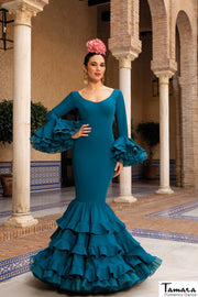 Traje de flamenca Soledad Azul petroleo