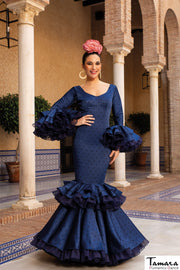 Traje de flamenca Divina Azul lunares