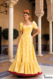 Traje de flamenca Quejio Amarillo lunares