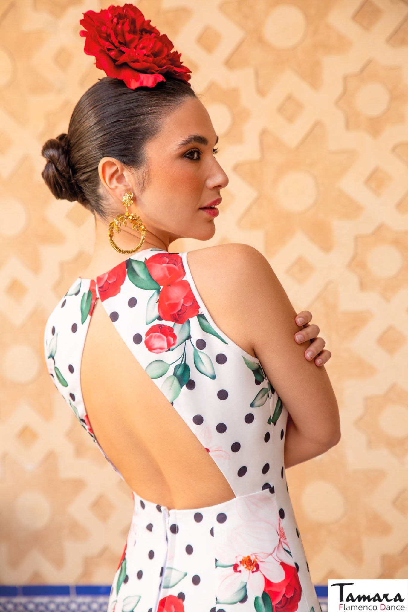 Traje de flamenca Malaga estampado lunares y flores