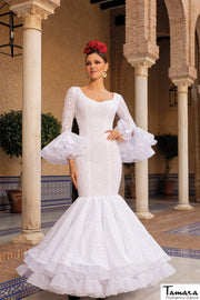 Traje de flamenca Jarana Blanco perforado