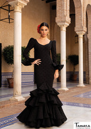 Traje de flamenca Alhambra Negro a lunares