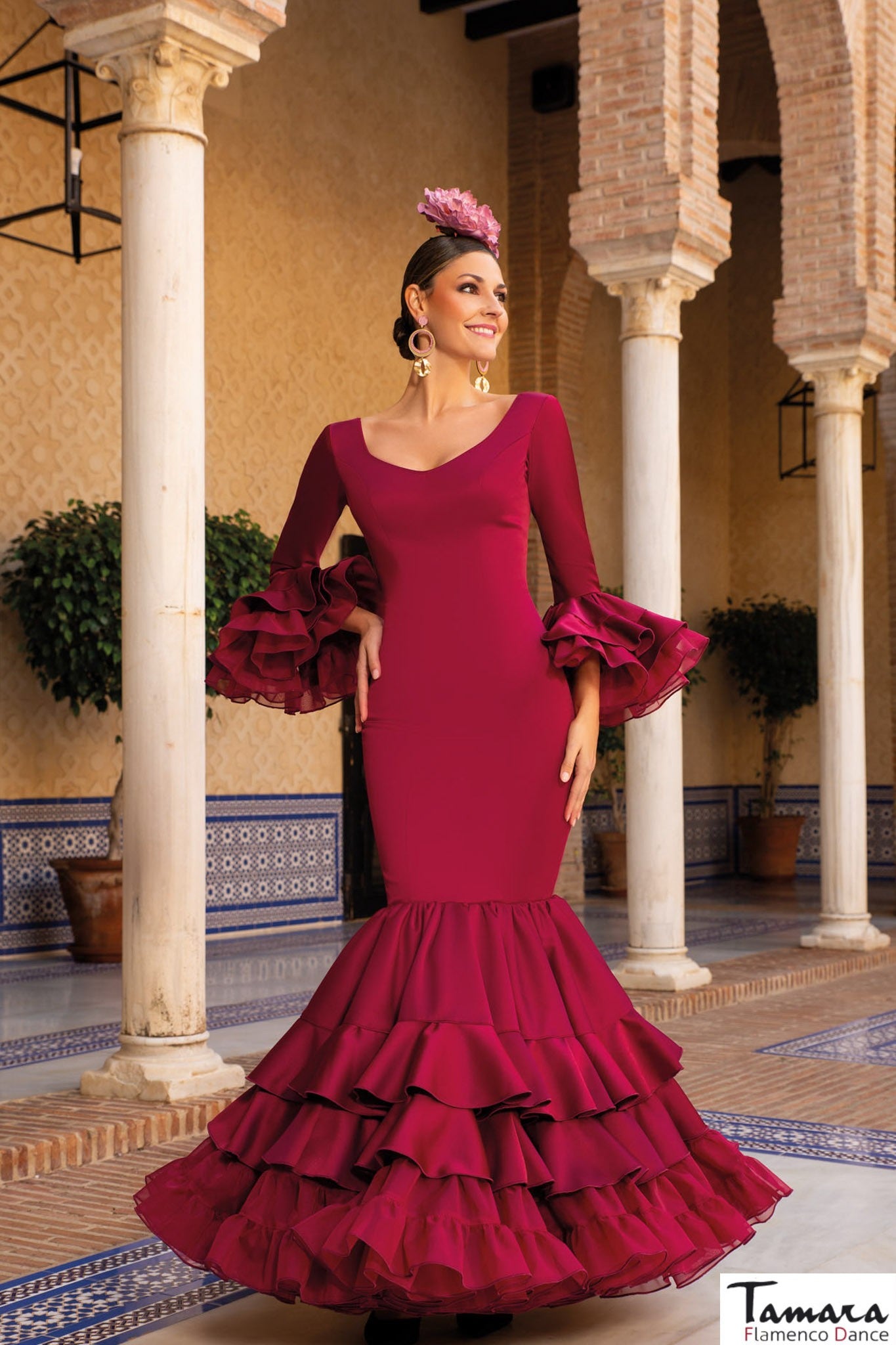 Traje de flamenca Alborea Burdeos
