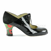 Zapatos de flamenco Arty Negro Carrete 6cm Parrots tulips