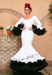 Traje de flamenca Verso Blanco lunar negro