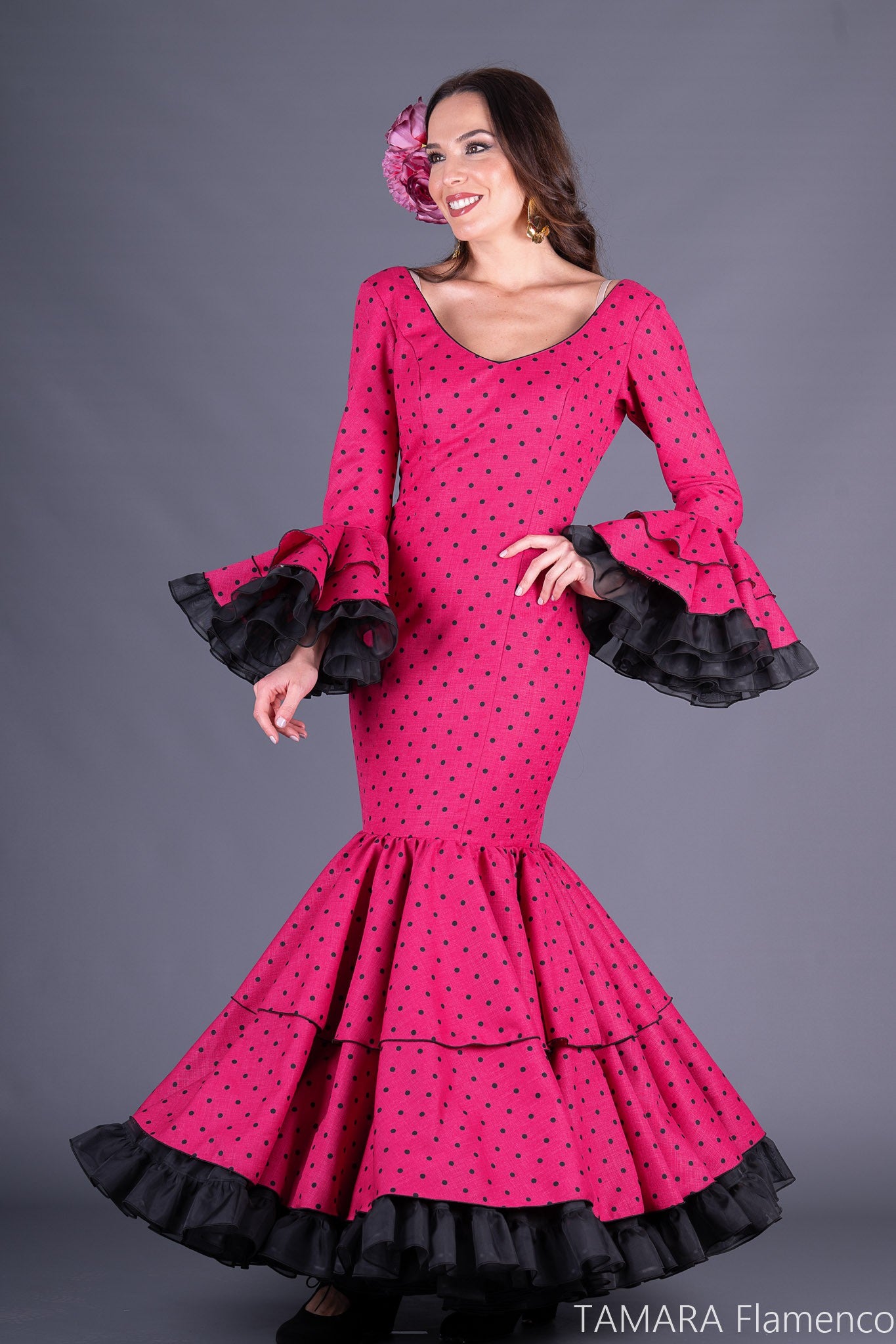 Traje de flamenca Mirada Bougambilla lunar negro