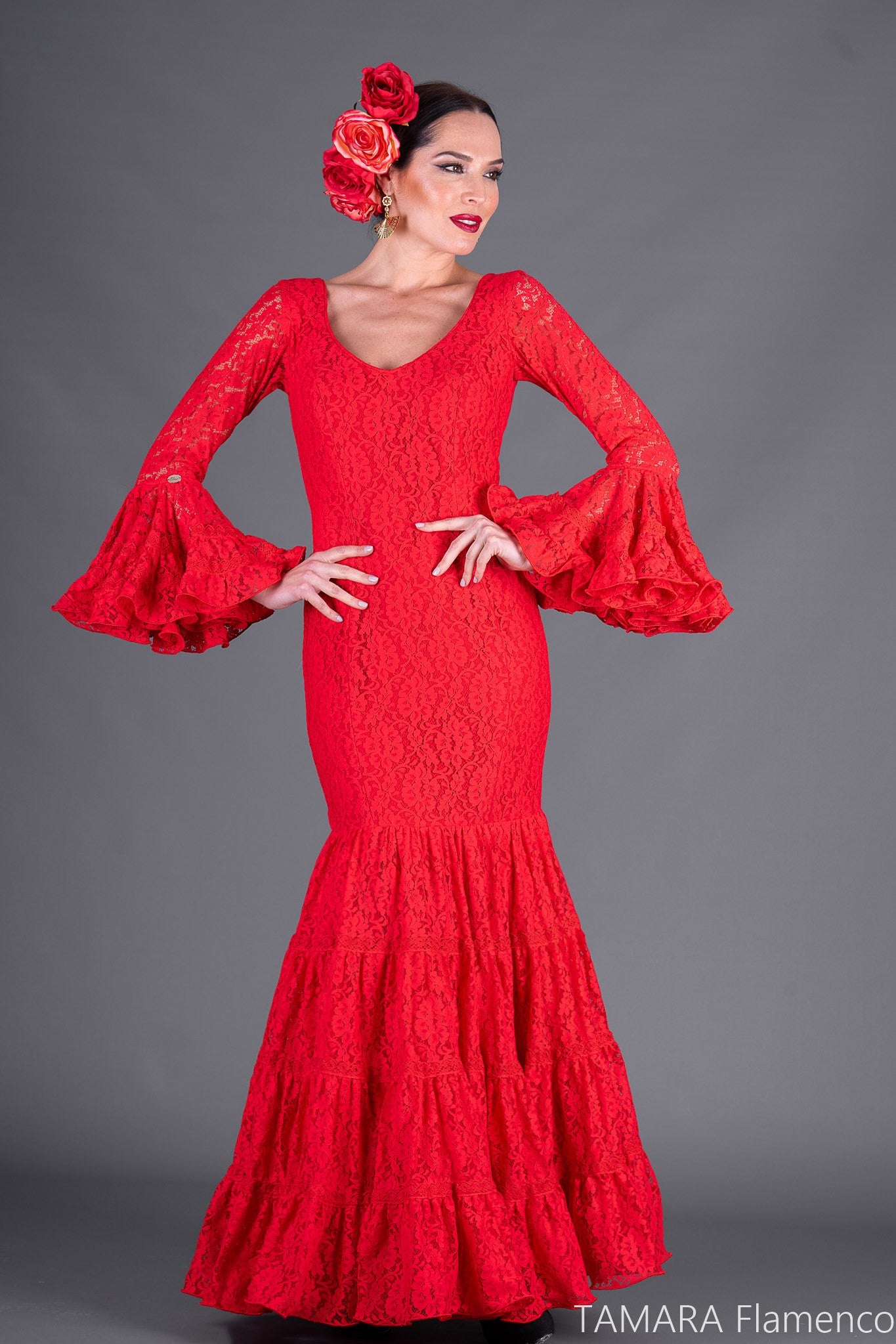 Traje de flamenca Garlochi Encaje rojo