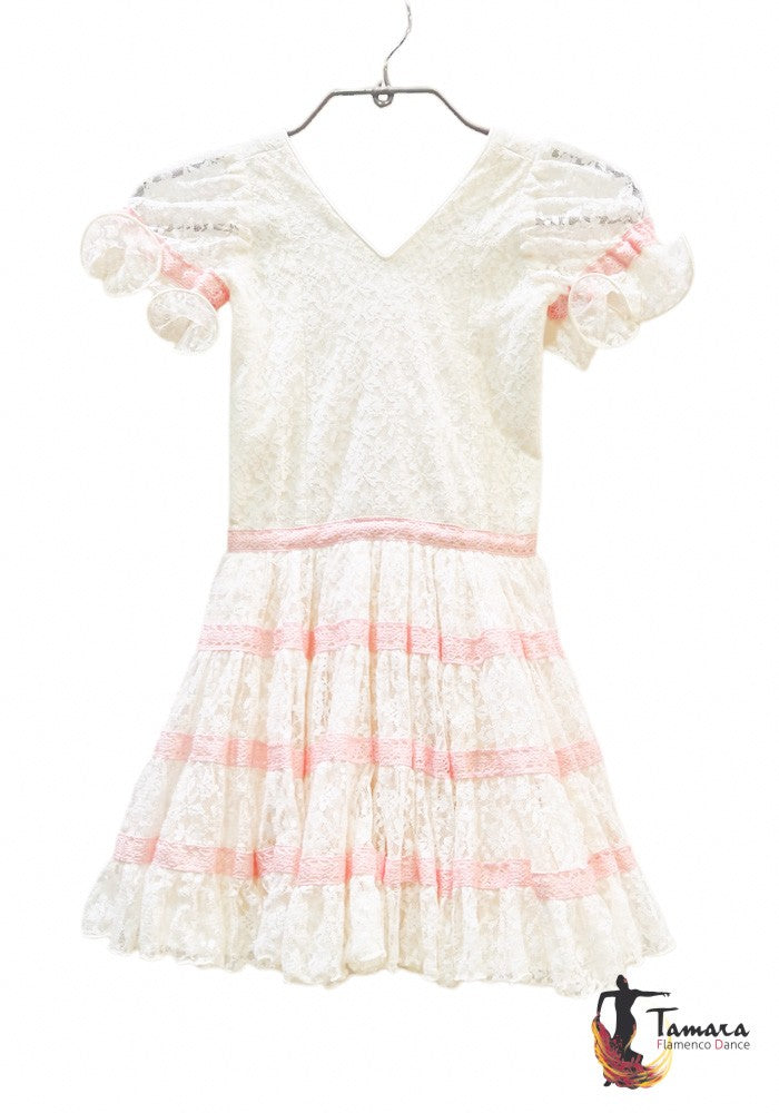 Traje de flamenca niña Encaje marfil Talla 03