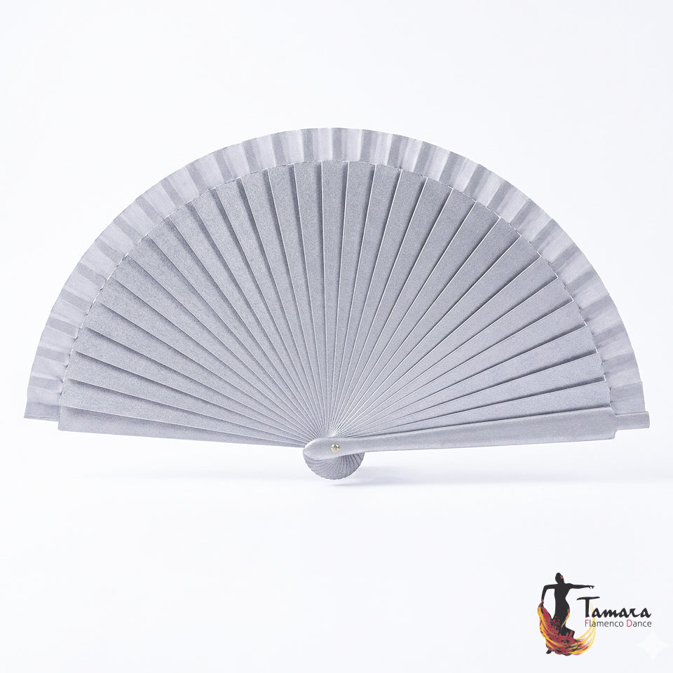 Abanico flamenco pequeño (23 cm) Metalizado Plateado Plata