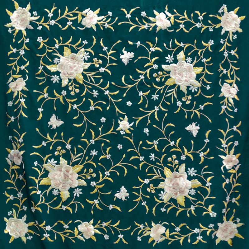 Manila Spring Shawl - Earth and Gold tones Embroidered [8032]