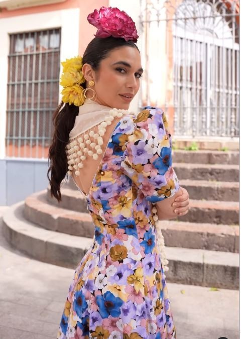 Mantoncillo flamenca artesano con madroños