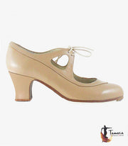 Zapatos de flamenco Candor Beige Ancho especial Carrete 5 cm