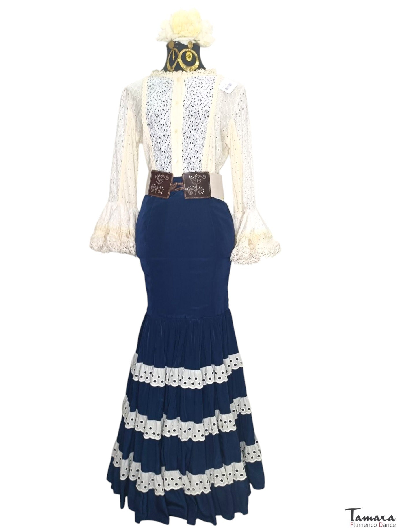 Falda andaluza flamenca Albahaca Talla 34