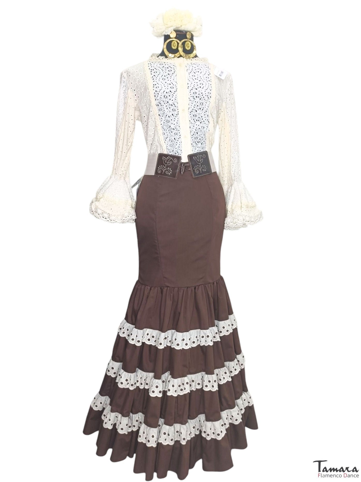 Falda andaluza flamenca Albahaca Talla 36