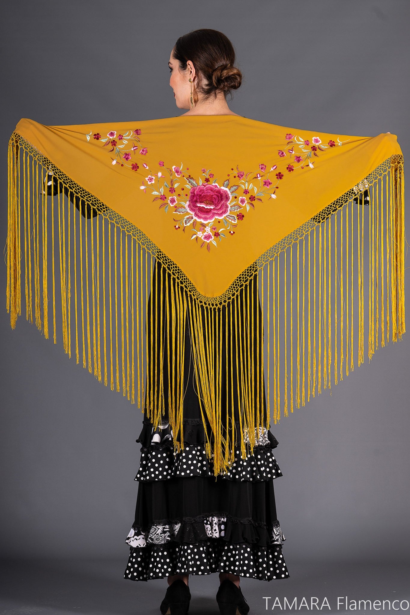 Mantoncillo Toscana - Bordado Rosa/Burdeos Mostaza