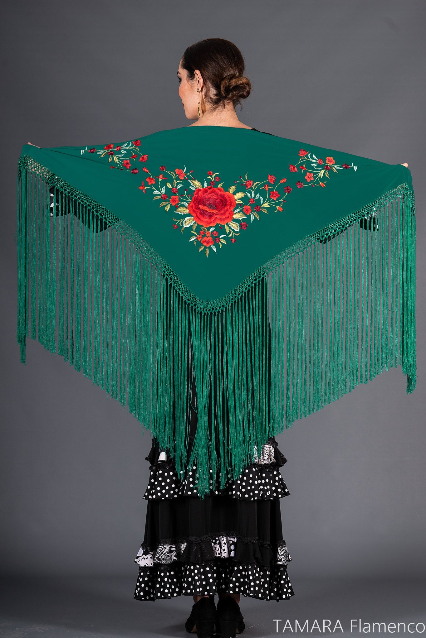 Mantoncillo Toscana - Bordado multicolor Verde Botella