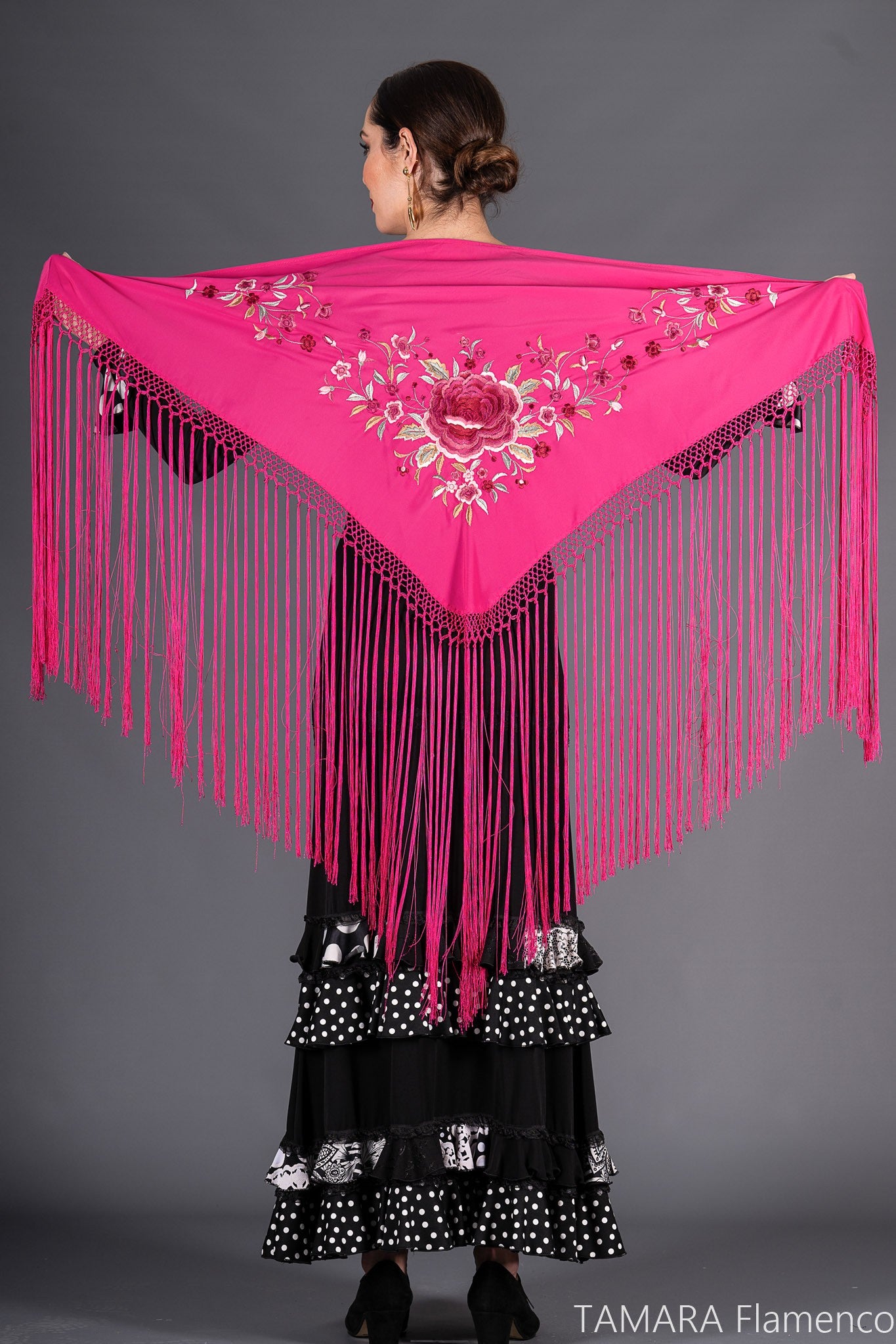 Mantoncillo Toscana - Bordado Rosa/Burdeos Fuxia